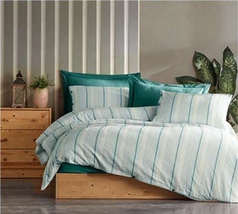 Şaheser Home Collection İplik Boyalı Nevresim Takımı Avva Turkuaz