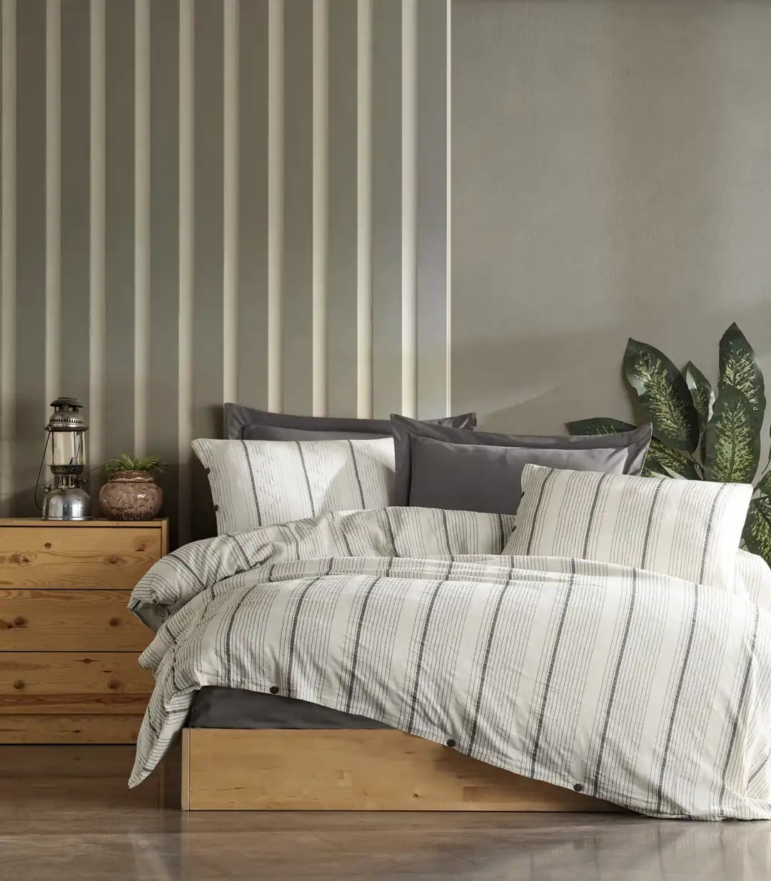 Şaheser Home Collection İplik Boyalı Nevresim Takımı Avva Antrasit