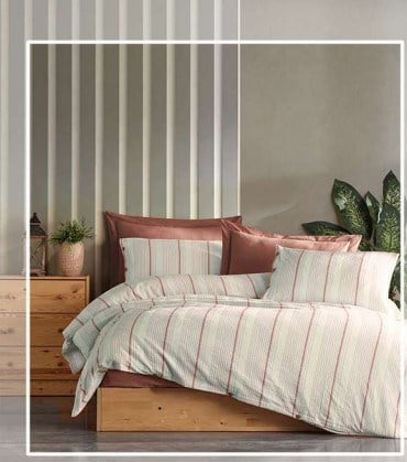 Şaheser Home Collection İplik Boyalı Nevresim Takımı Avva Kiremit