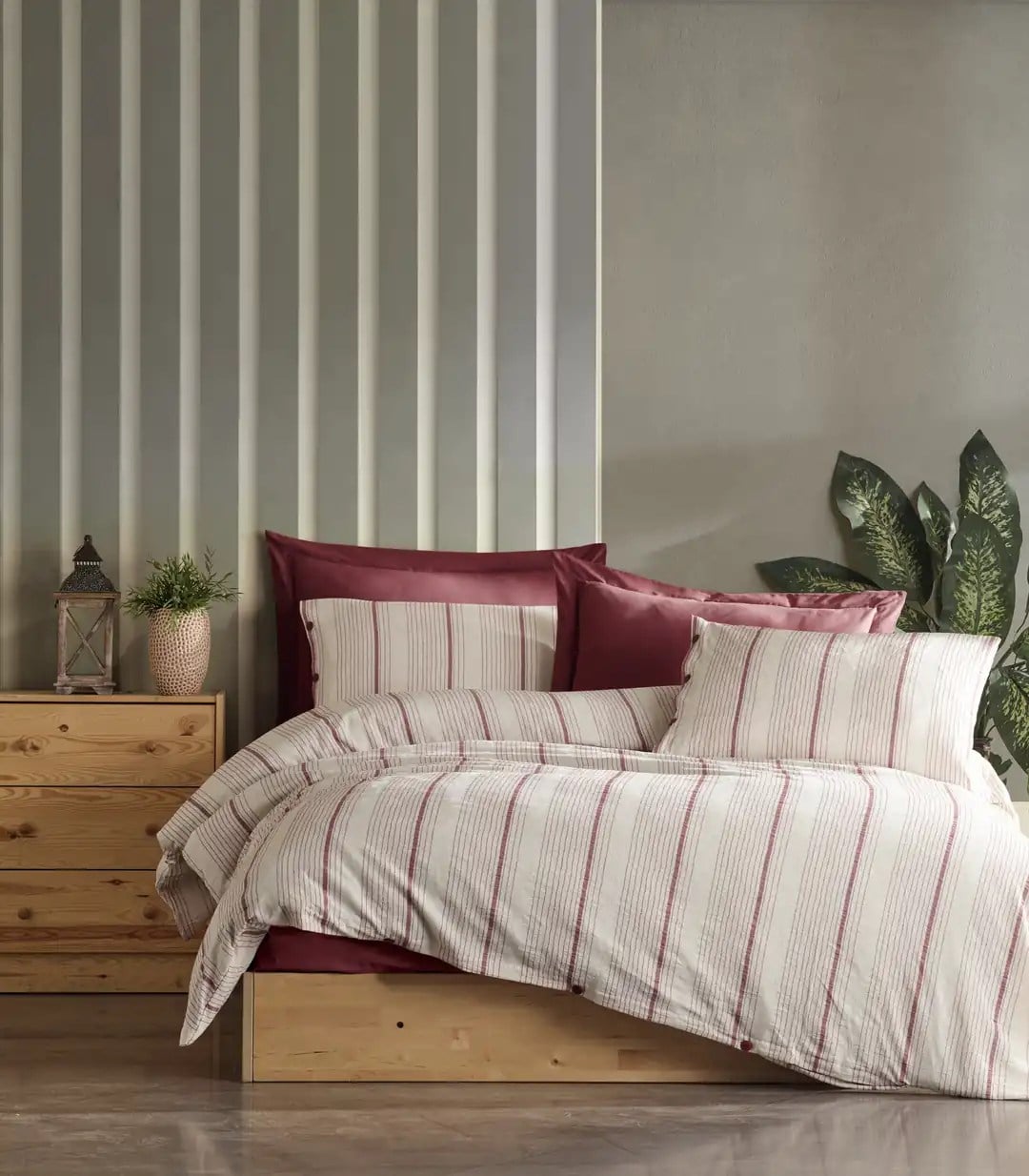 Şaheser Home Collection İplik Boyalı Nevresim Takımı Avva Bordo