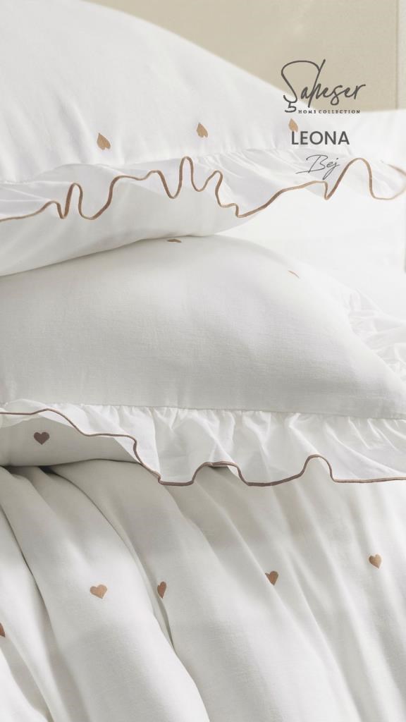 Şaheser Home Collection Jakarlı Nevresim Takımı Çift Kişilik Leona Bej