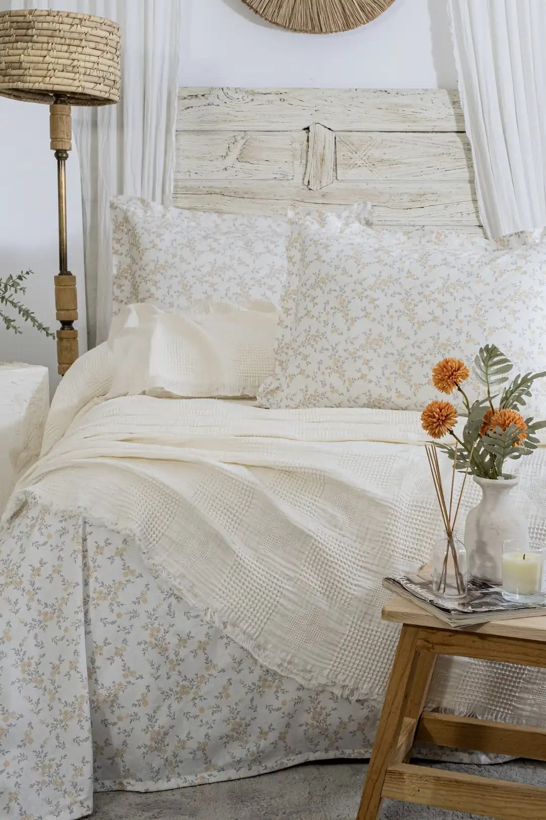 Şaheser Home Collection Müslin Yatak Örtüsü Çift Kişilik Pamela Krem