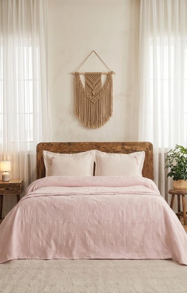 Şaheser Home Collection Yatak Örtüsü Çift Kişilik Anita Pudra