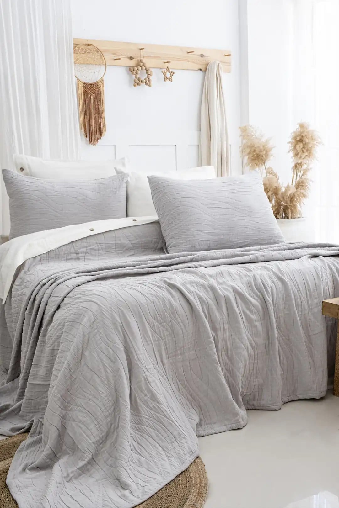 Şaheser Home Collection Yatak Örtüsü Çift Kişilik Janna A.Gri