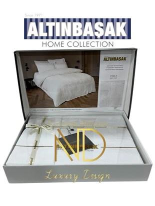 ND Jakarlı Saten Çift Kişilik Nevresim Takımı Perle Arcane