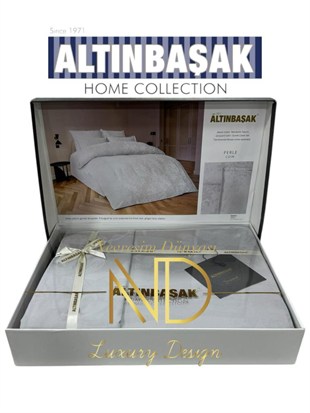 ND Jakarlı Saten Çift Kişilik Nevresim Takımı Perle Coin