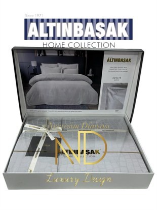 ND Jakarlı Saten Çift Kişilik Nevresim Takımı Adelya Puce