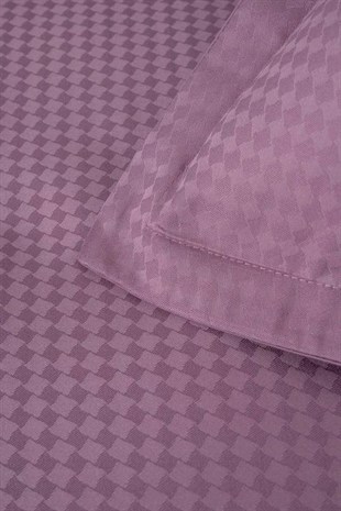 ND Jakarlı Saten Çift Kişilik Nevresim Takımı Dıamond Puce