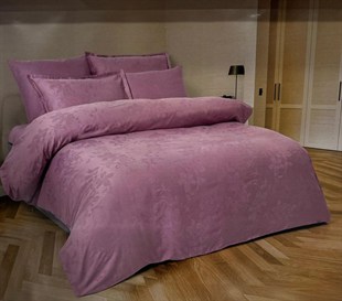 ND Jakarlı Saten Çift Kişilik Nevresim Takımı Perle Puce