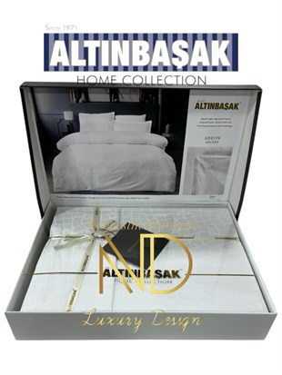 ND Jakarlı Saten Çift Kişilik Nevresim Takımı Adelya Arcane