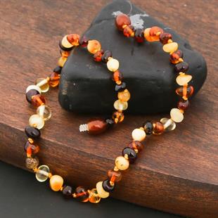 Hk Bebek Kehribar Diş Kolyesi Damla|Gümüş Takı Hediyelik Ürünler