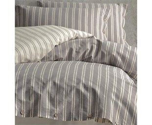 ND Butik Native Serisi Çift Kişilik Nevresim Takımı Madras v1 Gri