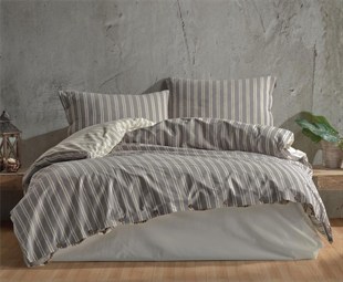 ND Butik Native Serisi Çift Kişilik Nevresim Takımı Madras v1 Gri