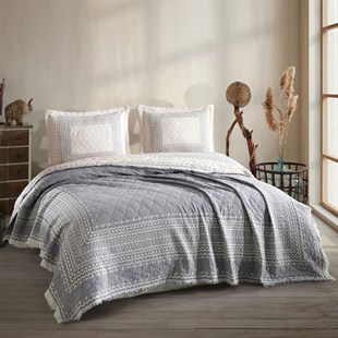 ND Çift Kişilik Müslin Yatak Örtüsü Nomada V1 Antrasit