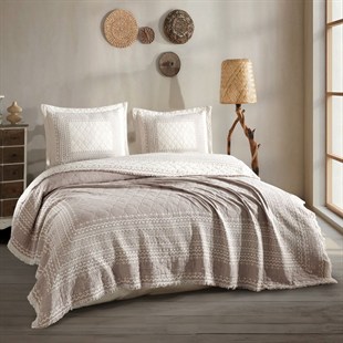 ND Çift Kişilik Müslin Yatak Örtüsü Nomada V2 Kahve