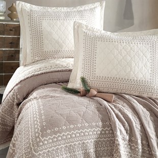 ND Çift Kişilik Müslin Yatak Örtüsü Nomada V2 Kahve