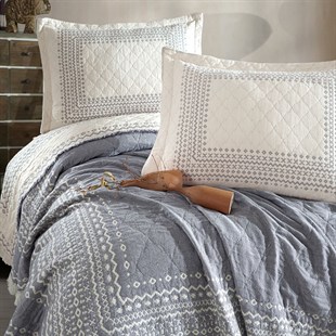 ND Çift Kişilik Müslin Yatak Örtüsü Nomada V1 Antrasit