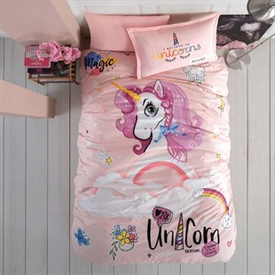 ND Genç Ranforce Tek Kişilik Nevresim Takımı Pink Dreams Pudra