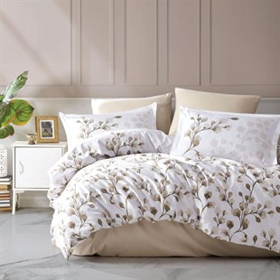 ND Pamuk Saten Çift Kişilik Nevresim Takımı Puha v1 Bej