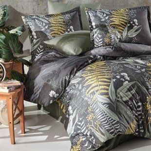 ND Pamuk Saten Çift Kişilik Nevresim Takımı Botanica v1 Yeşil