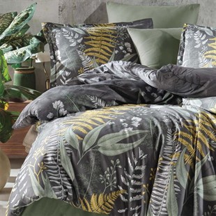 ND Pamuk Saten Çift Kişilik Nevresim Takımı Botanica v1 Yeşil