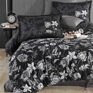 ND Pamuk Saten Çift Kişilik Nevresim Takımı Vilya v2 Antrasit