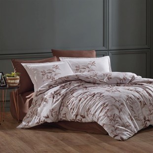 ND Pamuk Saten Çift Kişilik Nevresim Takımı Mass v1 Kahve