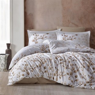 ND Pamuk Saten Çift Kişilik Nevresim Takımı Puha v1 Bej