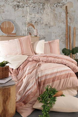 ND Ranforce Nevresim Takımı Çift Kişilik Latrina  V1 Somon