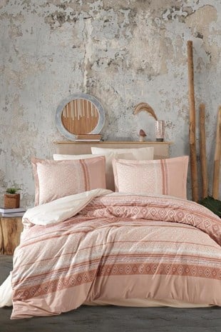 ND Ranforce Nevresim Takımı Çift Kişilik Latrina  V1 Somon