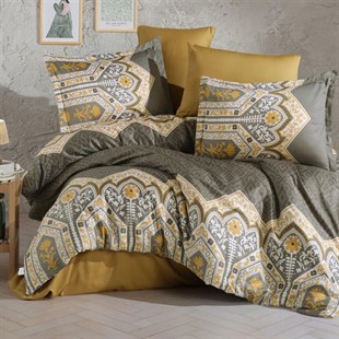 ND Saten Çift Kişilik Nevresim Takımı Adal Haki