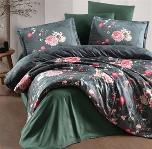 ND Saten Çift Kişilik Nevresim Takımı Alfon V1 Kahve