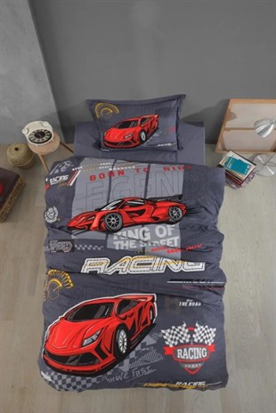 ND Tek Kişilik Ranforce Nevresim Takımı Raing Team Gri