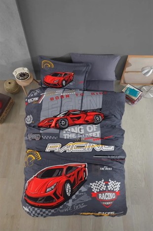 ND Tek Kişilik Ranforce Nevresim Takımı Raing Team Gri