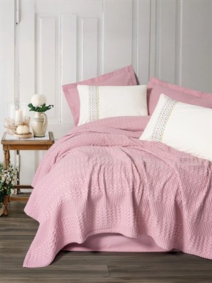 ND Aura Çift Kişilik Pike Takımı Pebble Pembe