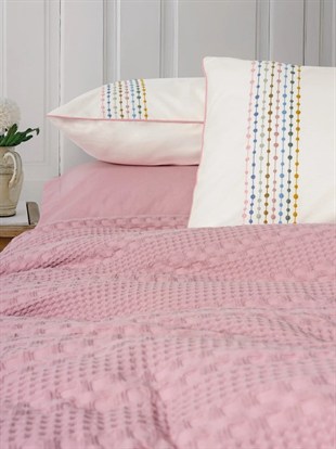 ND Aura Çift Kişilik Pike Takımı Pebble Pembe