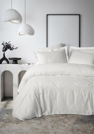 ND Brode Nakışlı Çift Kişilik Saten Nevresim Takımı Galant Beyaz