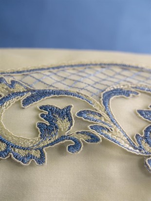 ND Brode Nakışlı Çift Kişilik Saten Nevresim Takımı Amaya Bej