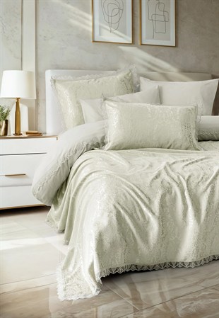 ND Chi Chi Çift Kişilik Pikeli Nevresim Takımı Velora Adaçayı