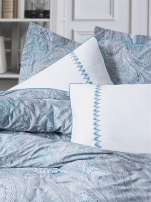 ND Çift Kişilik Elit Saten Nevresim Takımı Stilla Mavi