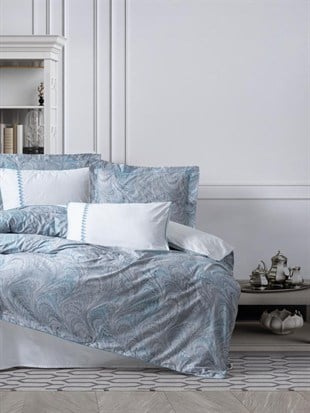 ND Çift Kişilik Elit Saten Nevresim Takımı Stilla Mavi