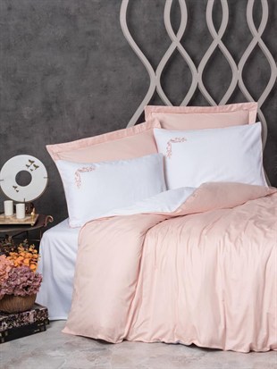 ND Çift Kişilik Elit Saten Nevresim Takımı Melinda Pembe