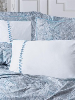 ND Çift Kişilik Elit Saten Nevresim Takımı Stilla Mavi