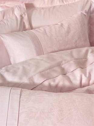 ND Çift Kişilik Jakarlı Saten Nevresim Takımı Jana Pembe