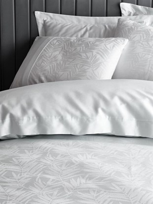 ND Çift Kişilik Jakarlı Saten Nevresim Takımı Leaf Buz Mavisi