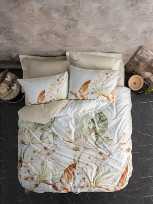 ND Çift Kişilik Saten Nevresim Takımı Luster Bej