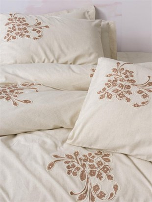 ND Cotton Keten Çift Kişilik Nevresim Takımı Kaneli