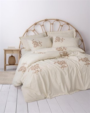 ND Cotton Keten Çift Kişilik Nevresim Takımı Kaneli