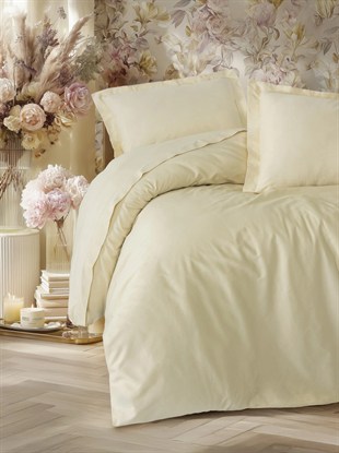 ND Elegant Bej Çift Kişilik Saten Nevresim Takımı