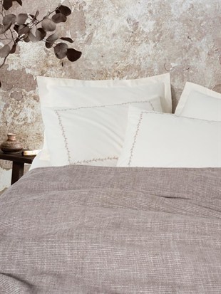 ND Embrova Şönil Çift Kişilik Yatak Örtüsü/Pike Takımı Loom Bej